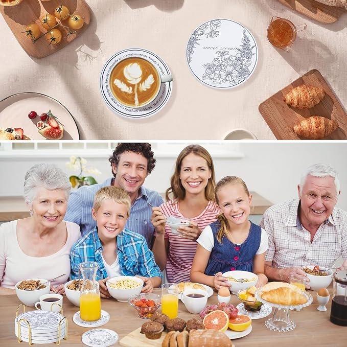 6Pcs Ceramic Coasters Set with Holder - Image 9