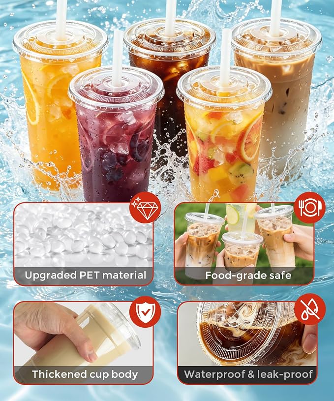 Ginkgo 32 oz Clear Plastic To Go Cups - Image 4