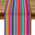 YCness Mexican Striped Table Runner Mexican Poncho Pattern Traditional National by YCness