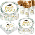 350 Pcs Class of 2026 Greenery Graduation Party Decorations 12 inch Disposable by Pajean