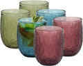 Topsky Vintage Colored Glassware Set of 6,12 oz Green Willow Leaf Drinking Glasses Set,Blue Drinkware Glasses for Wine,Cocktail,juice,Heavy Duty Glass Cups