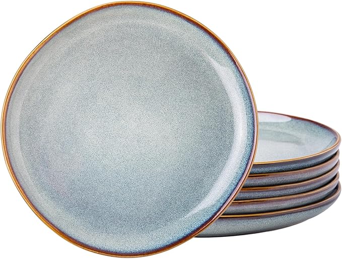 AmorArc Ceramic Plates Set of 6, 8.5 Inch Handmade Reactive Glaze Stoneware Plates set for Dessert, Salad, Appetizer, Small Dinner dishes, Microwave & Dishwasher Safe, Scratch Resistant
