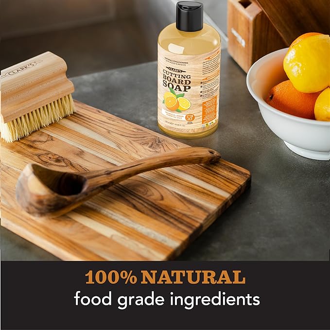 CLARK'S Cutting Board Oil And Wax Kit - Restore The Beauty Of Your Wood - 3-Step Care Solution - Clean Your Wood In All Natural Chemical Free Way - Prevents Cracking Or Warping - Food Safe