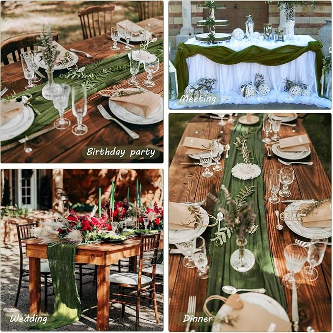 12 Pack 10Ft Cheesecloth Table Runner 35x120 Inch Boho Gauze Table Runner - Image 6
