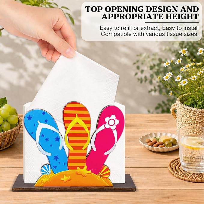 Summer Flip Flops Decor Wood Napkin Holder - Image 4
