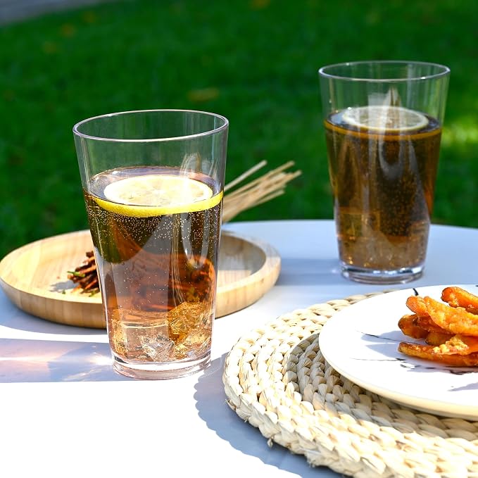 Clear Plastic Reusable Drinking Glasses set 6, 18oz Iced Tea Cups | BPA Free - Image 7