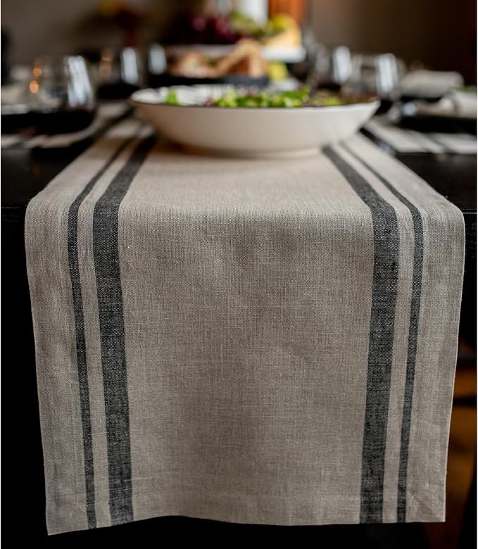 Solino Home 100% Linen Table Runner, 14 x 156 in, mitered corners | Pure Linen by SolinoHome