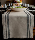 Solino Home 100% Pure Linen Table Runner, 14 x 90 in, French Stripe | Table by SolinoHome