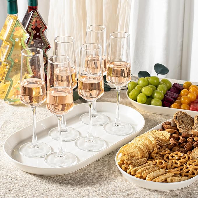 Large Serving Platter - 16"/14"/12" Oval Serving Tray, Ceramic Turkey Platters for Entertaining, Christmas Party, Set of 3, White