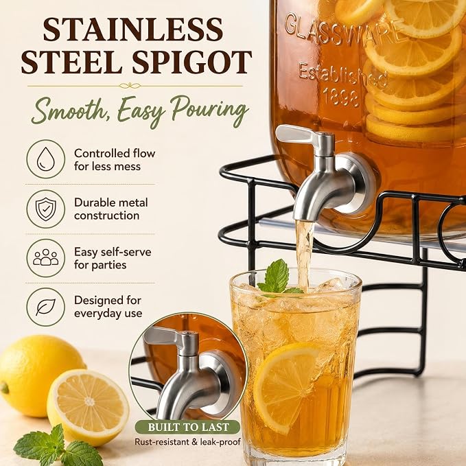 2 Gallon Glass Drink Dispensers - Image 3