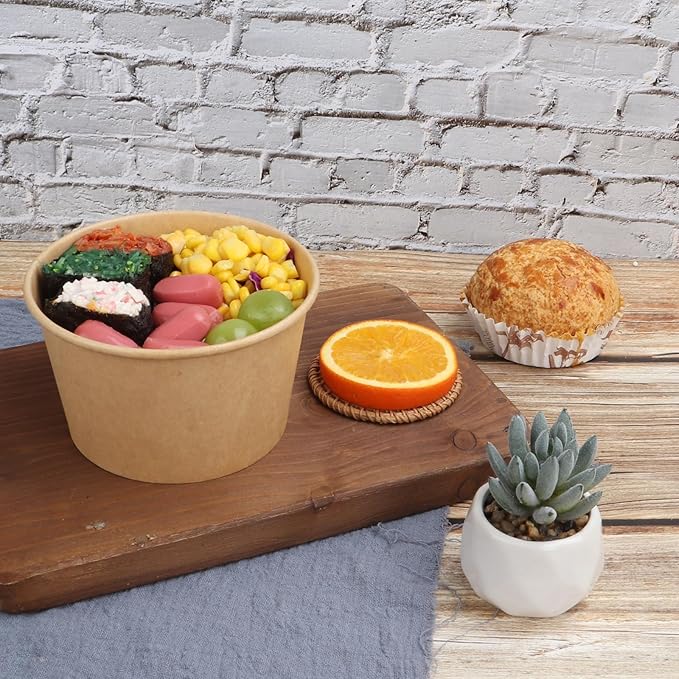 30 oz Disposable Kraft paper bowls with lids, Food containers Soup Bowls Party Supplies Treat Bowls 40 Pack