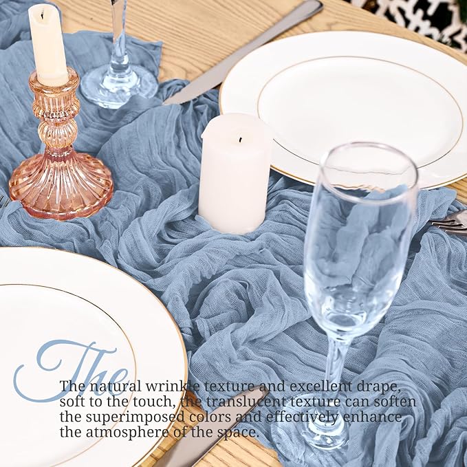 8 Pack Dusty Blue Table Runner 17 x 108inch Cheesecloth Table Runner Boho Gauze - Image 4