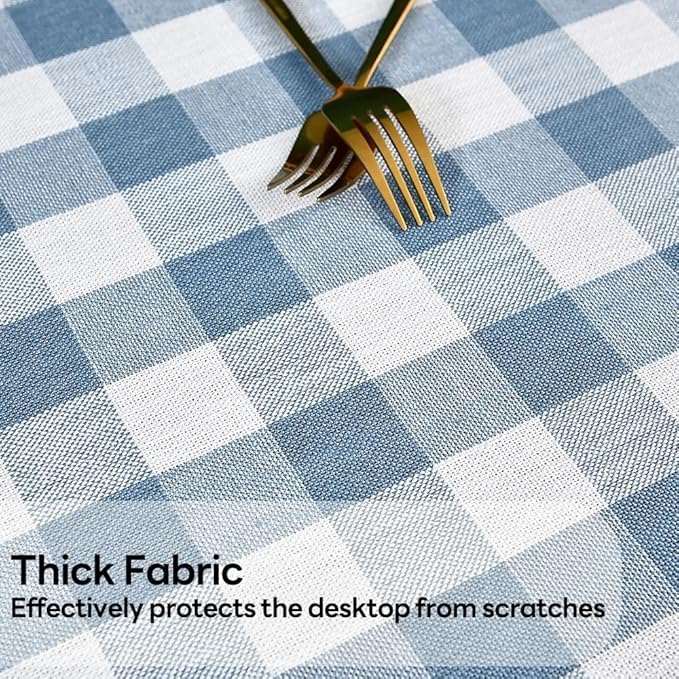 Gingham Table Cloth for Rectangle Tables Sky Blue Checkered Plaid Tablecloth Heavy Duty Cotton Blend Washable & Wrinkle Table Cover for Outdoor Kitchen Dining Picnic Camping (60x84 Inch)