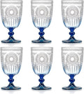 XUWAIDSGN Plastic Vintage Wine Glasses 13.5oz Reusable Embossed Goblet Glasses by XUWAIDSGN