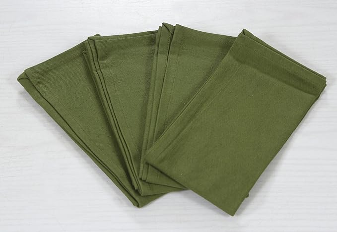 Accent Home 100% Cotton Napkins, Delicate Cloth Napkins for Dinners, Parties and Weddings，18 x 18 Inch Set of 6 - Olive Green