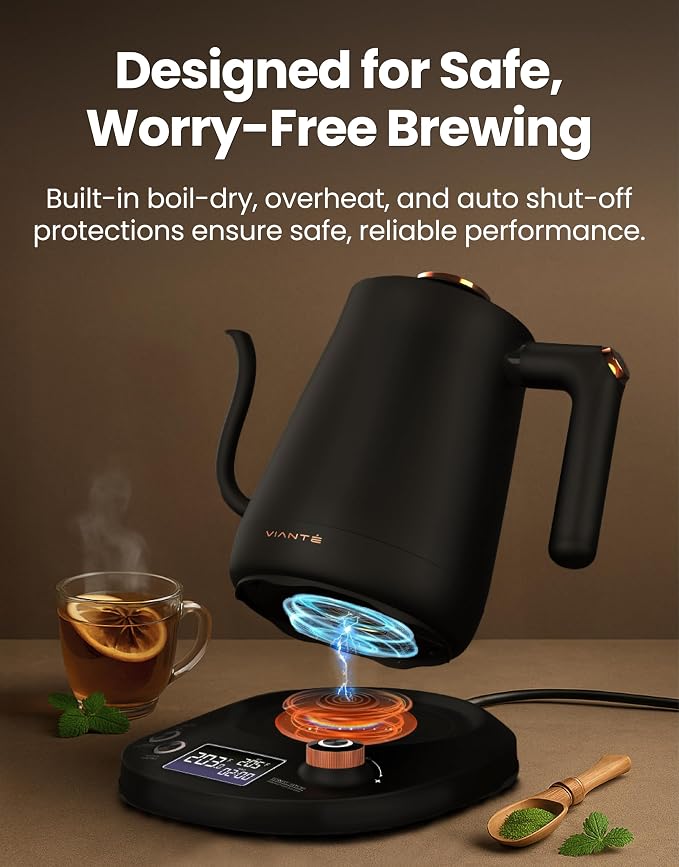 Viante Electric Gooseneck Kettle 0.8L, Pour Over Coffee & Tea, Temp Control | - Image 7