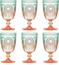XUWAIDSGN 6Pcs Plastic Vintage Wine Glasses 13.5oz Reusable Embossed Goblet by XUWAIDSGN