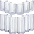 Zhehao 12 Pcs Ribbed Drinking Glasses Set 9 oz 12 oz Glass Cups Vintage by Zhehao