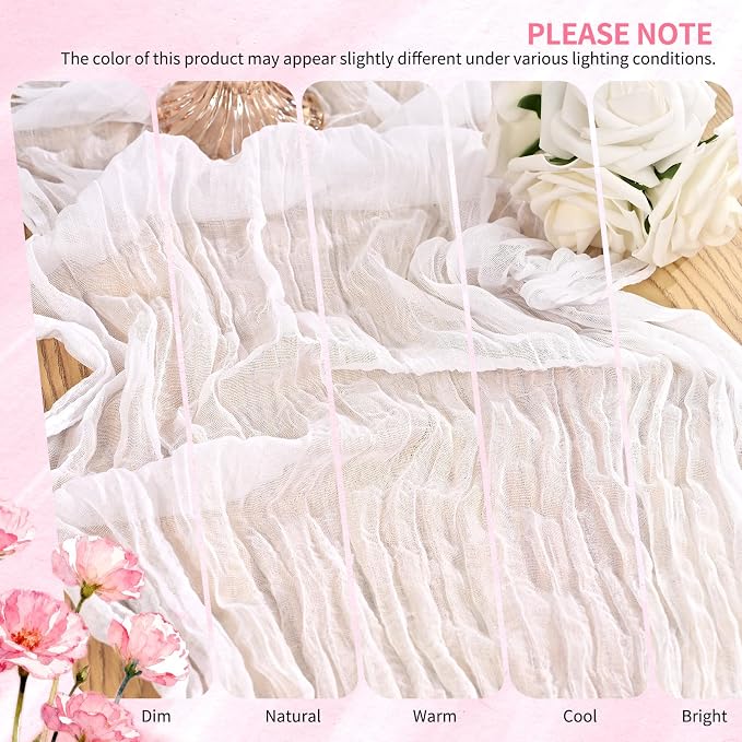 18 Pack Cheesecloth Table Runner 10FT White Table Runner Boho Gauze Cheese - Image 7