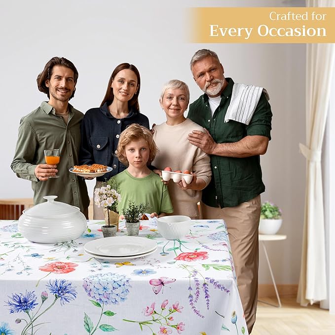 Maison d' Hermine Table Cloth Rectangle Table 100% Cotton 60 x 90 Inches Tablecloth Reusable Decorative for Dining Room Farmhouse Home Valentines Day Decorations Spring Summer - Just Floral