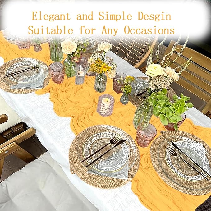 8 Pack Gold Cheesecloth Table Runner 20 x 120 inch Gauze Table Runners 10 FT - Image 5