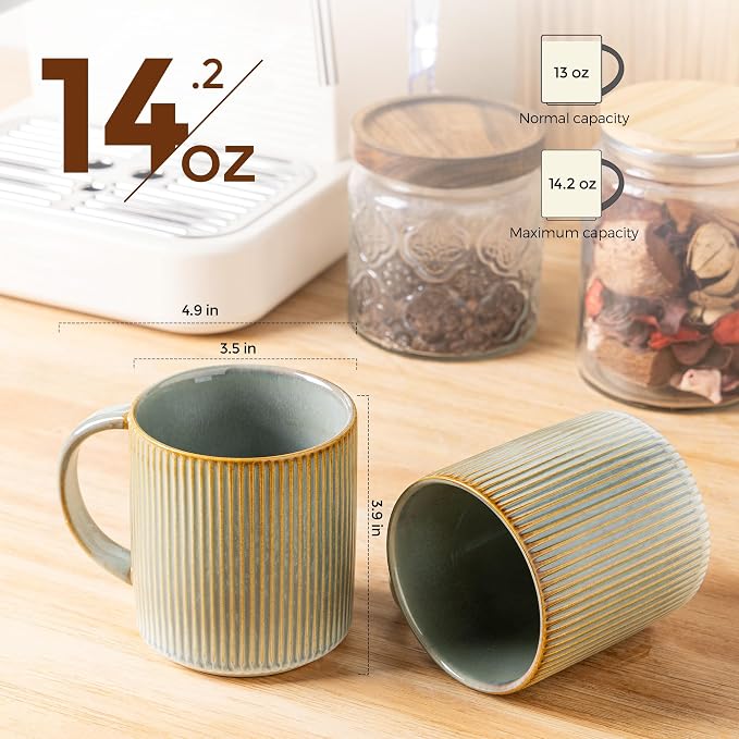 theterra Ceramic Coffee Mugs Set of 6, 14.2 oz Coffee Cups - Image 2