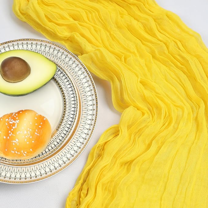 12 Pack 10Ft Lemon Yellow Cheesecloth Table Runner 23 x 120 Inch | Gauze Rustic - Image 5