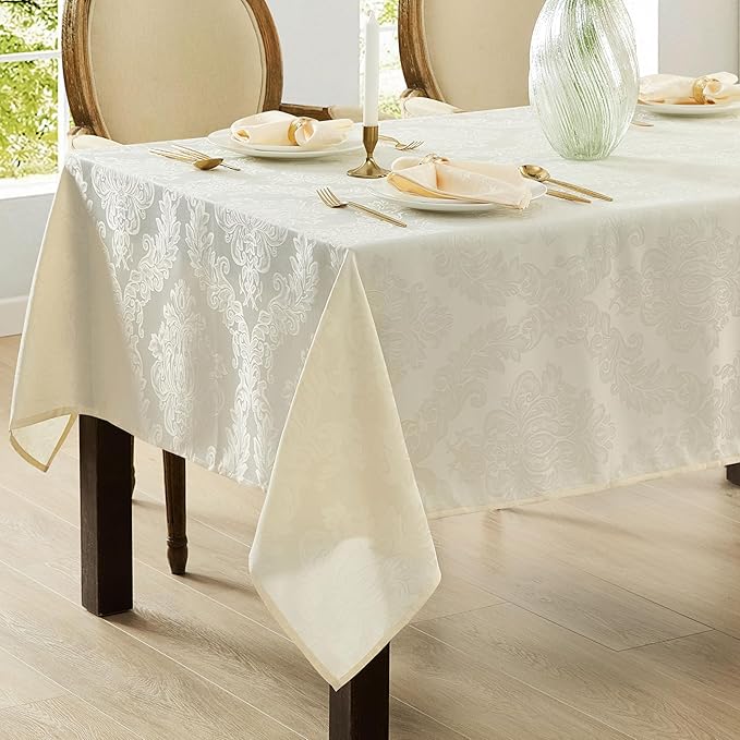 Newbridge Barcelona Luxury Damask Fabric Tablecloth, 70” Extra Wide x 168” - Image 5