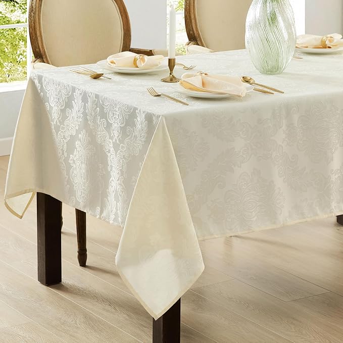 Newbridge Barcelona Luxury Damask Fabric Tablecloth, 70” Extra Wide x 126” - Image 5