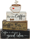 Moucuny 4 Pcs Wooden Coffee Bar Tabletop Decor Coffee Tiered Tray Decor Rustic by Moucuny