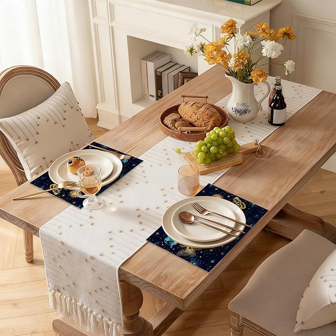 Watercolor Butterfly Starry Sky 12x18 Inch Placemats Set of 6 - Waterproof, Non-Slip & Washable Table Mats for Kitchen & Dining Table Placemats