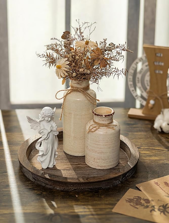 Hanobe Round Wooden Candle Holder Trays - Image 2