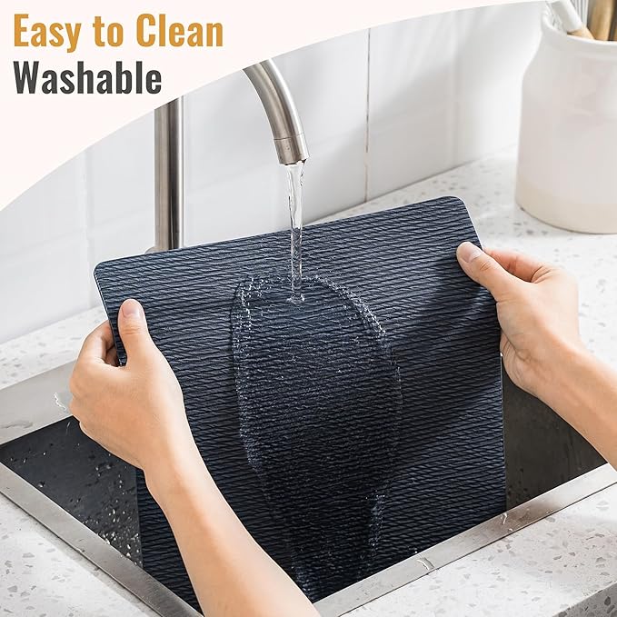 Jovono Faux Leather Placemats Set of 4, Waterproof Washable Table Mats, Easy-Clean Heat Resistant Kitchen Vinyl Place Mat for Dining Table, Restaurant, Indoor, 17.8"x11.8", Blue