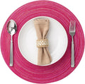 Round Placemats Set of 6 Woven Placemats Washable Braided Table Mats for Dining Table Heat Resistant Non-Slip Circle Place Mats(Pink)