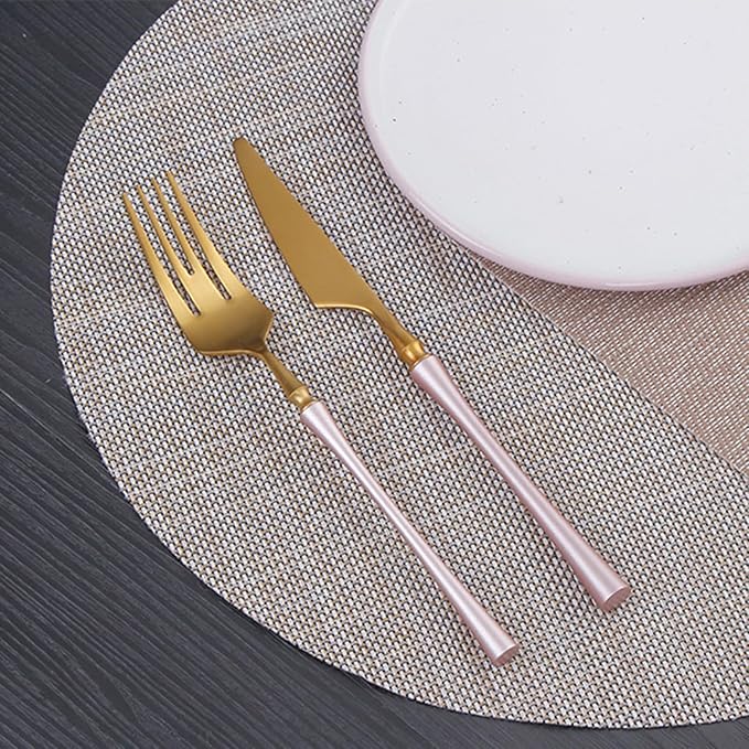 56 Piece Gold Silverware Set for 14，Durable 18/8 Stainless Steel Flatware Set Slim Waist Blue Handle Cutlery Set Utensils Include Spoons Knifes Forks Kitchen Wedding Restaurant