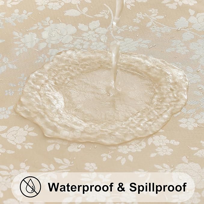 Smiry Square Table Cloth, Waterproof Heavy Duty Vinyl Tablecloths, Wipeable Washable Table Cover for Kitchen and Dining Room (Beige, 54" X 54")