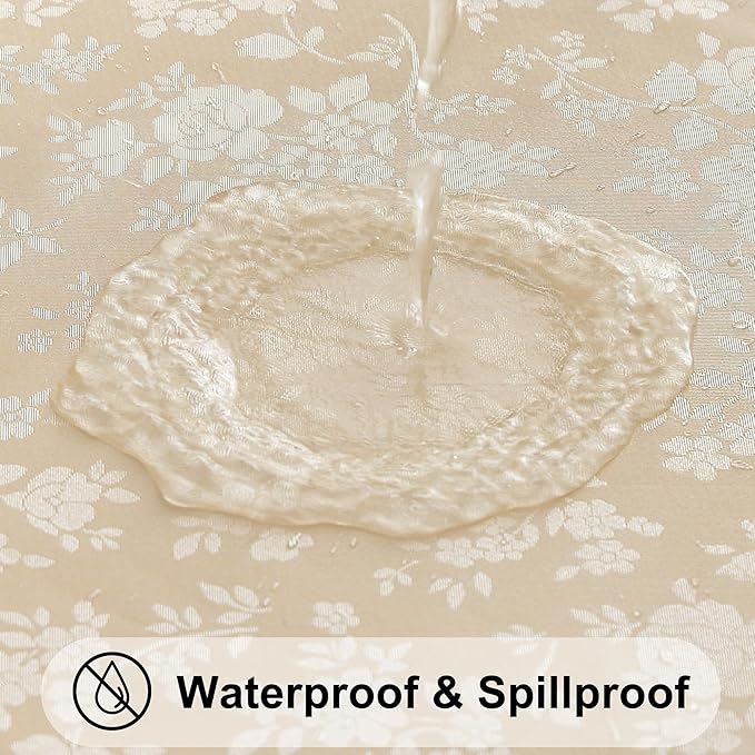 Smiry Rectangle Table Cloth, Waterproof Heavy Duty Vinyl Tablecloths, Wipeable Washable Table Cover for Kitchen and Dining Room (Beige, 70" X 108")