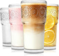 SoulTimes 20oz Drinking Glasses Set of 4, Large Thick Glass Cups Vintage by SoulTimes