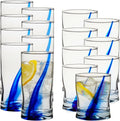 Blue Ribbon Tumbler & Rocks Drinking Glasses Set of 16, Dimpled Cups | 16.75 oz by Libbey