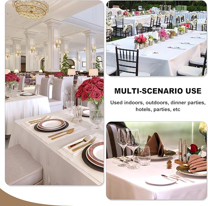 Fitable White Rectangle Tablecloths for 6 Foot Tables, 6 Pack - 70 x 108 Inches - Stain Resistant and Washable Table Clothes, Polyester Fabric Table Covers for Wedding, Party, Banquet, Buffect
