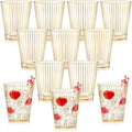 12 PCS Plastic Ribbed Drinking Glasses 10oz Gold Vintage Ripple Stemless Wine by SHIQIKEJIPTY