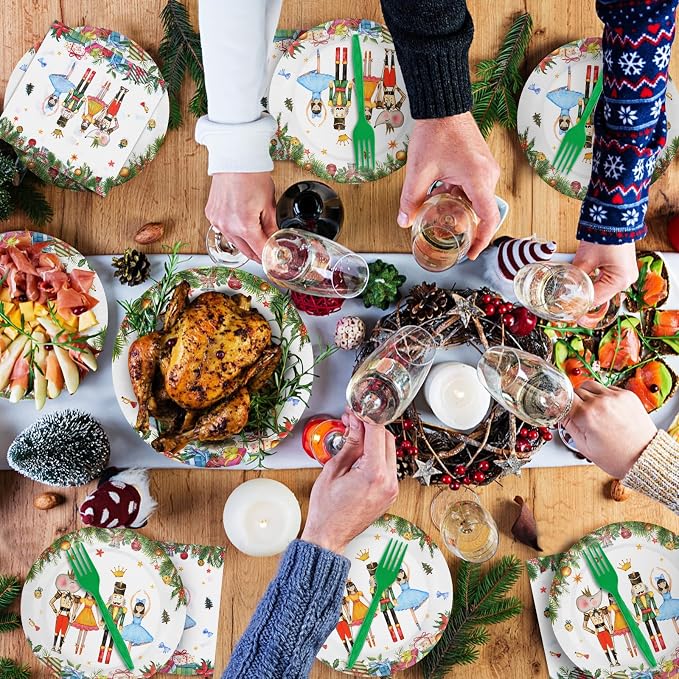 96 Pieces Christmas Ballet Party Tableware Set – Festive Disposable Dinnerware - Image 6