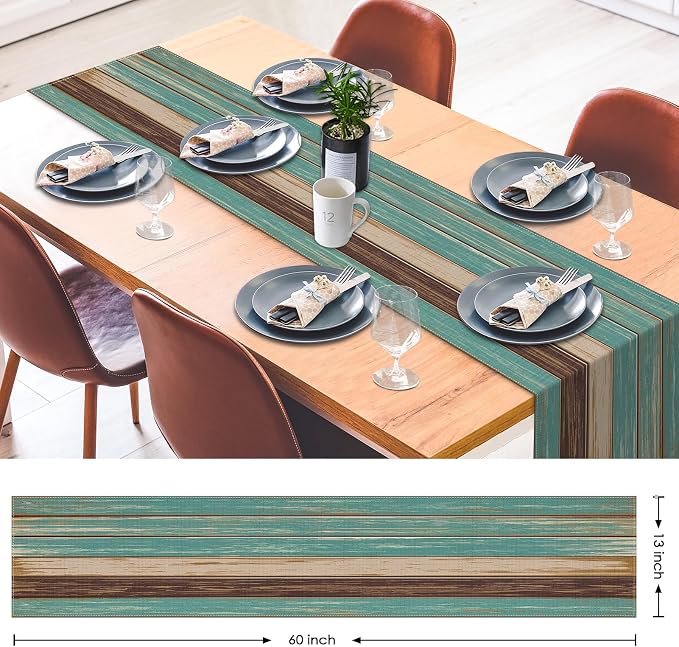 Emvency Table Runner, 13x60 Inch, Farmhouse Vintage Art | Painting Green Dining - Image 2