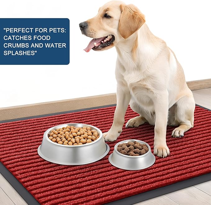 OLANLY Front Door Mat Indoor Outdoor Entrance, Waterproof Heavy Duty Doormat, Fade Resistant, Low Profile, Easy Clean Patio Porch Welcome Floor Mats for Entry, 59x20, Red