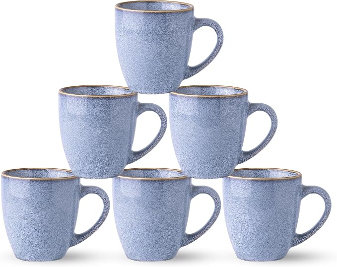 GBhome Ceramic Coffee Mugs Set of 6, 12oz Stoneware Coffee Mugs Set by GBhome