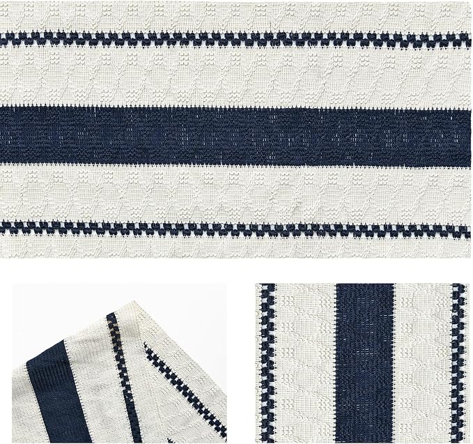 Artoid Mode Dark Blue Rustic Woven Table Runner 12x48 Inch | Holiday Farmhouse - Image 6