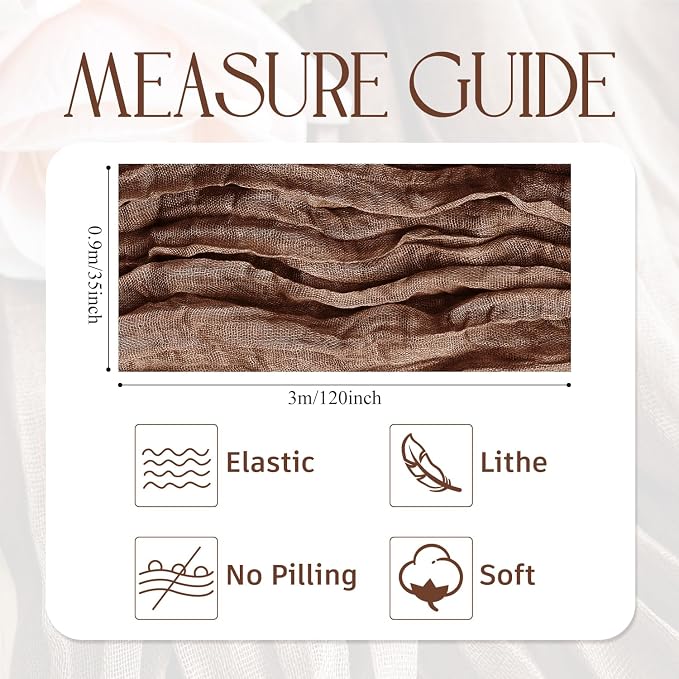 Cheesecloth Table Runner Brown 10FT Boho Gauze Runner - Image 2