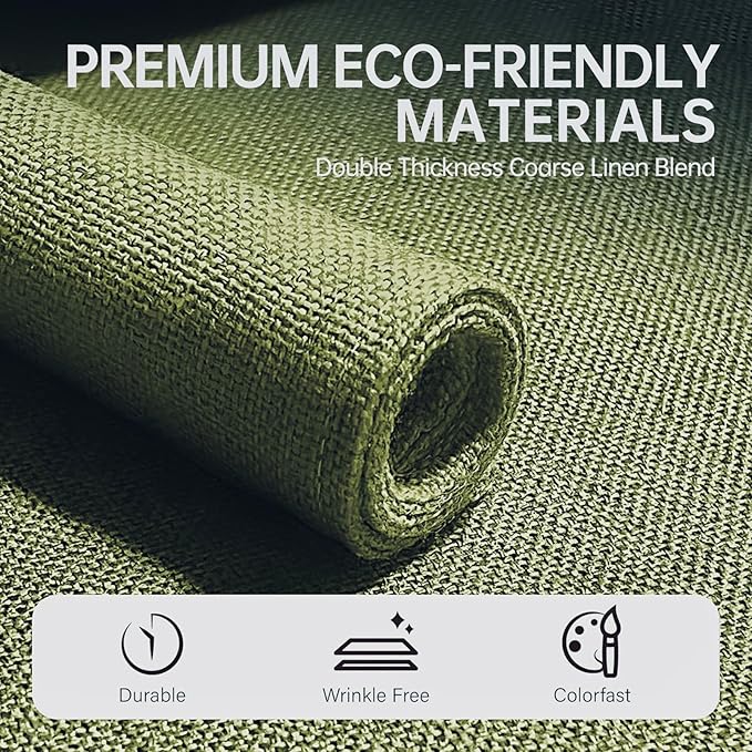 Blue Forest Placemats Set of 4, Dual-Layered Thickened Faux Linen Table Mats Heat Resistant Machine Washable Wrinkle Free Place Mats for Kitchen Dining Outdoor/Indoor (Grass Green)