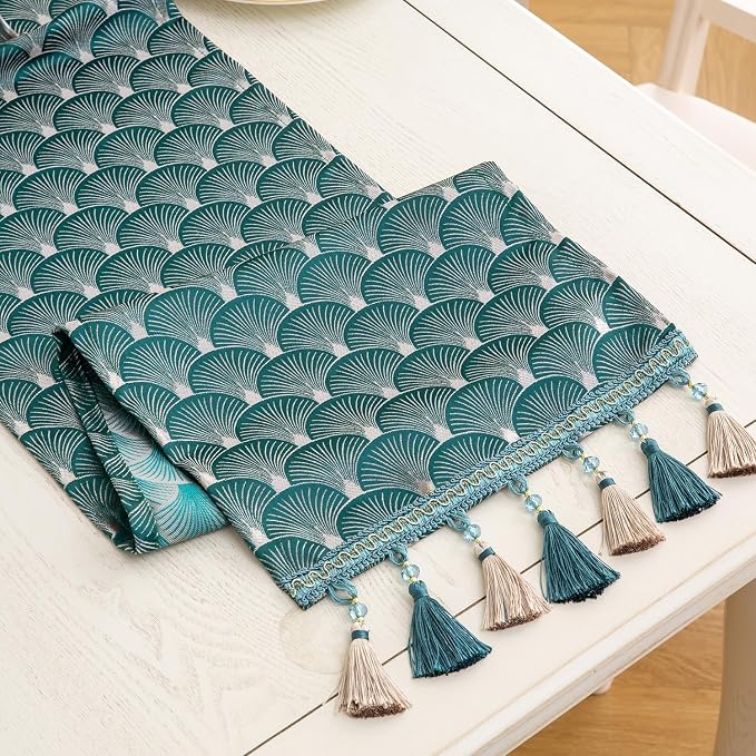 Table Runner, Vintage Luxury Embroidered Floral Jacquard Damask Fabric - Image 5