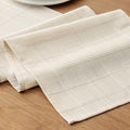 Linen Textured Table Runner, Ivory Table Runners 108 Inches Long | Raised Grid by Aoztio